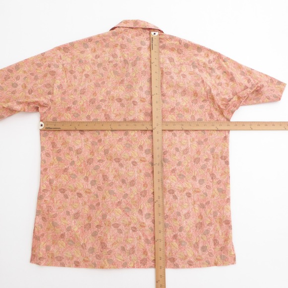 Tori Richard Mens Button Up Shirt Orange Leaf Print Cotton Lawn Camp Large - Picture 7 of 11